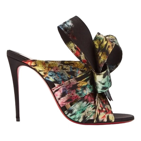 Christian Louboutin Samouraissa 100 Black Backless Sandal Mule Heel Pump 36.5 - Picture 1 of 10